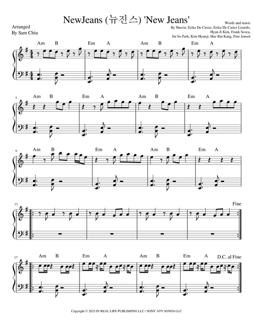 New Jeans (Arr. Sam Chiu) - Newjeans (Piano Solo)