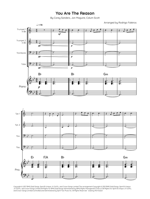 You Are The Reason (Arr. Rodrigo Faleiros) - Calum Scott (Brass Ensemble)