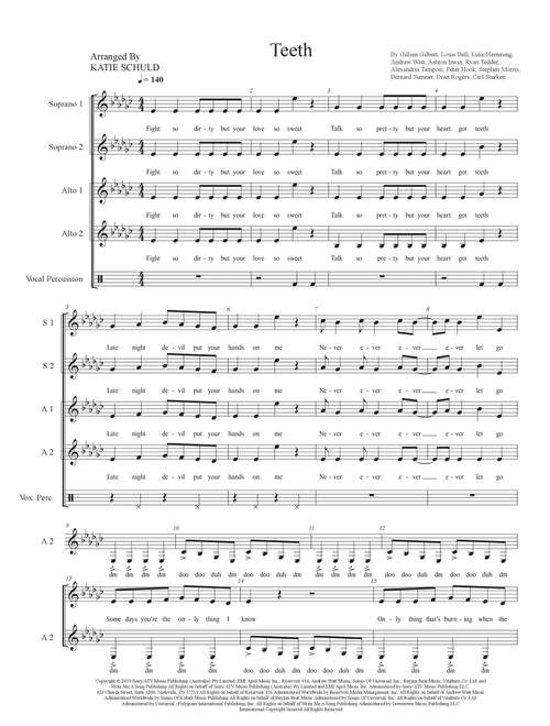 Teeth (Arr. Katie Schuld) - 5 Seconds Of Summer (Choral, SSAA)