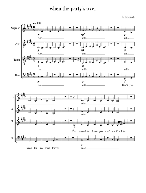 when the party´s over (SATB) - acapella