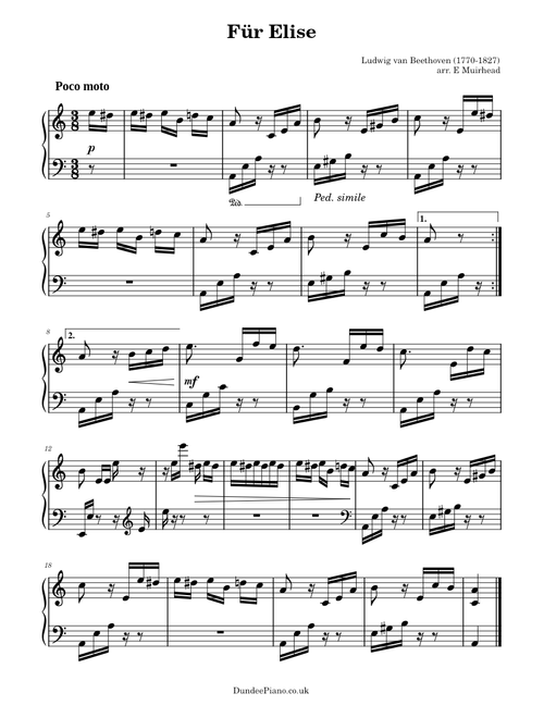 Für Elise - Beethoven - for beginner piano