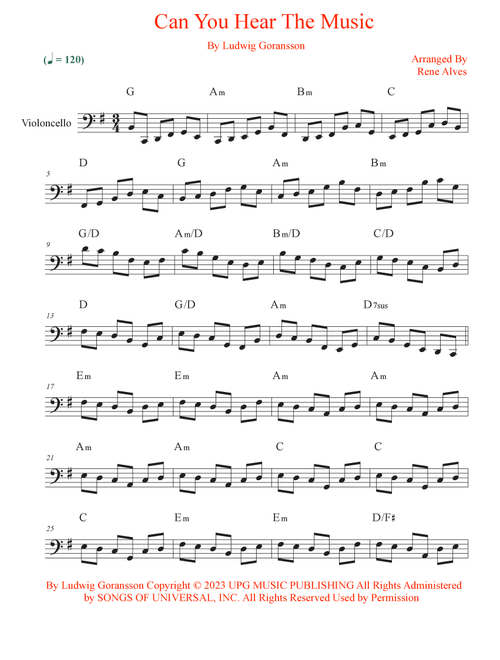 Can You Hear The Music (Arr. Rene Alves) - Ludwig Goransson (Cello Solo)