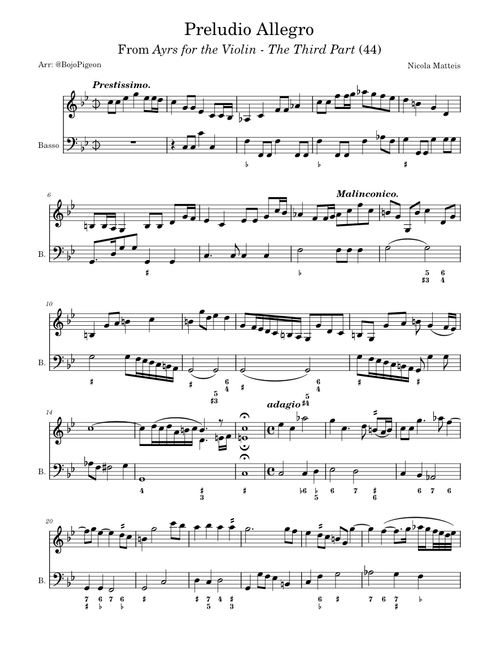 Ayrs for the Violin: The Third Part: Preludio Allegro – Nicola Matteis