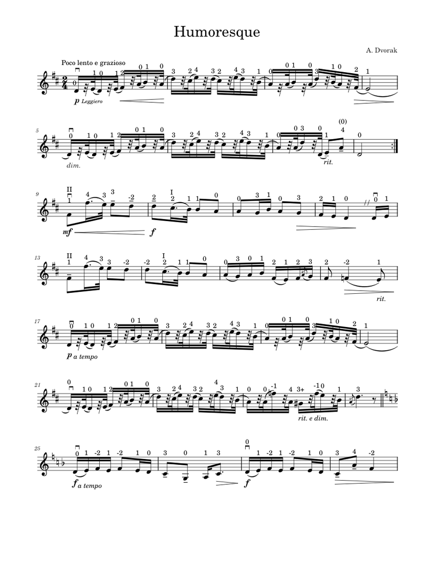 8 Humoresques Op.101 Antonin Dvo ak n 7 con cambio posizioni Sheet music for Violin Solo Musescore