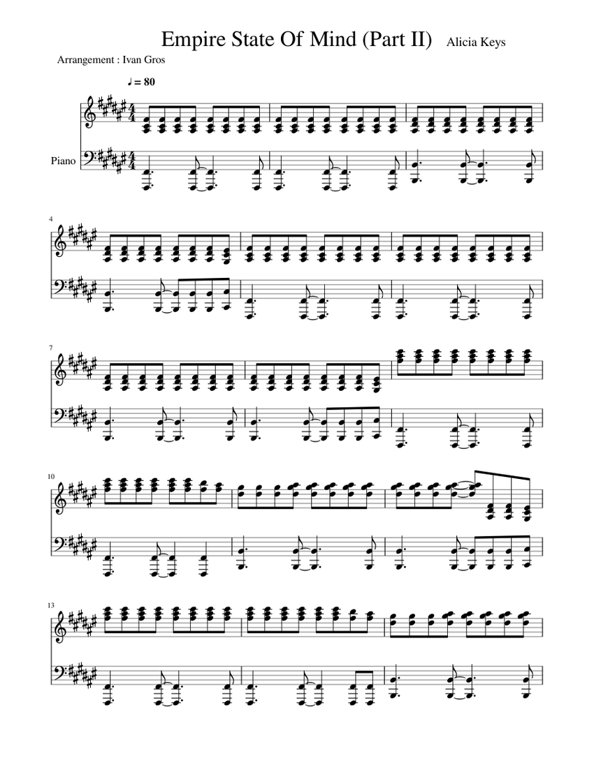 Empire State Of Mind (Alicia Keys) Sheet music for Piano (Solo