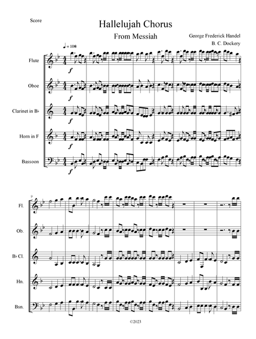 Hallelujah Chorus from Messiah (Woodwind Quintet) (Arr. B. C. Dockery) - George Frederick Handel (Woodwind Ensemble)