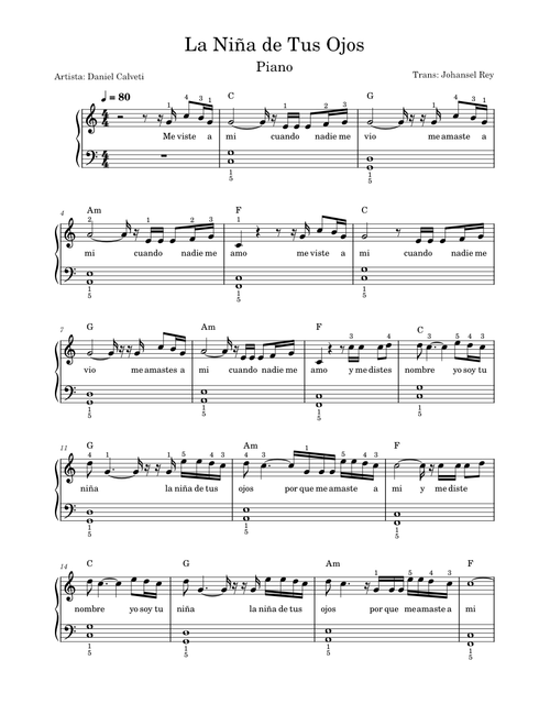La niña de tus ojos – Daniel Calveti La Niña de Tus Ojos (Johansel Rey Transcripción)  - Daniel Calveti