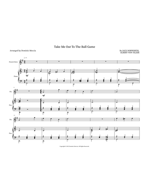 Take Me Out To The Ball Game (Arr. Dominic Meccia) - Albert von Tilzer (Instrumental Duet)