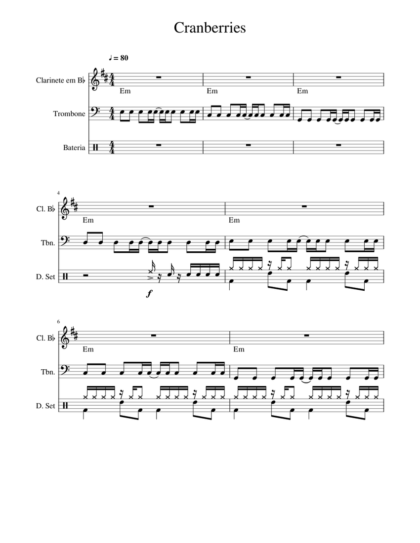 The Cranberries - Zombies Sheet music for Trombone, Clarinet in b-flat ...