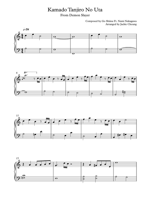 Kamado Tanjirouno Uta (Arr. Jackie Cheung) - Go Shiina, Koyoharu Gotouge, Hikaru Kondoou (Piano Solo)