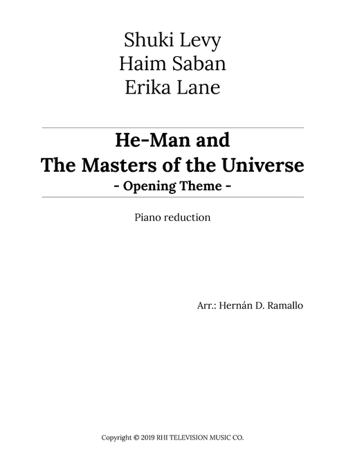 He-man And The Masters Of The Universe (Arr. Hernán D. Ramallo) - Haim Saban, Shuki Levy, Erika Lane (Piano Solo)