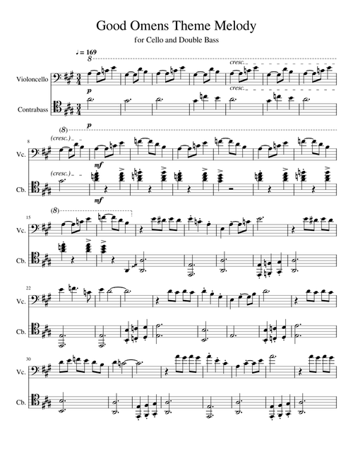 Good Omens Theme, For Cello and Double Bass