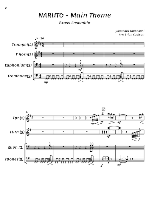 Naruto Main Theme (Arr. Brian Coulson) - Musashi Purojekuto (Brass Ensemble)