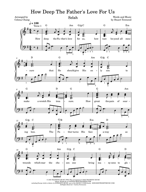 How Deep The Father's Love For Us (Arr. Celena Chang) - Nichole Nordeman (Piano Solo)