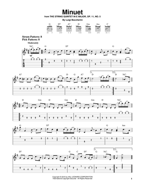 Minuet - Luigi Boccherini (Easy Guitar with TAB)