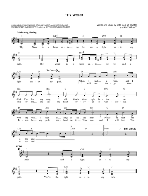 Thy Word - Amy Grant (Lead Sheet - Fake Book)