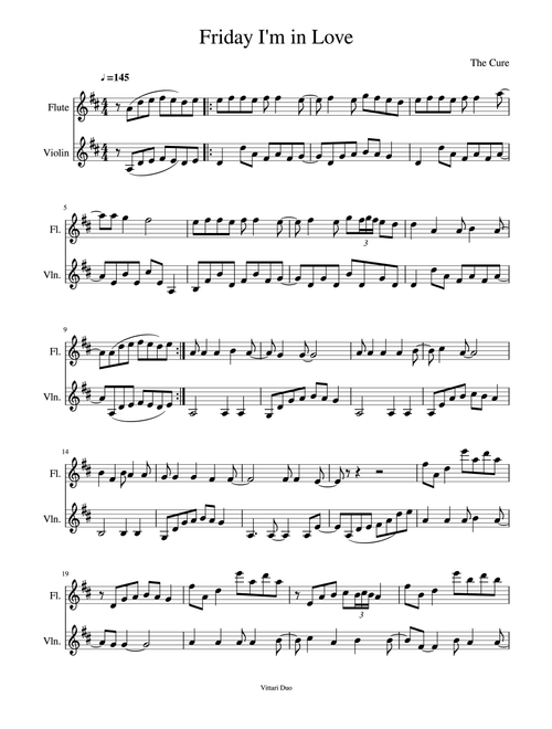 Friday I'm In Love (Arr. Vittari Duo, Nia Squirrell) - The Cure (Instrumental Duet)