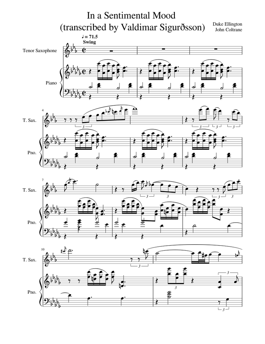 In the mood tenor sax sheet music on sale