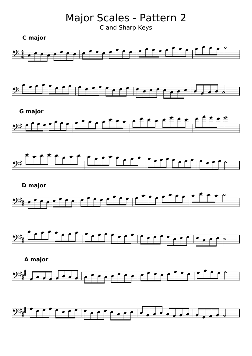 bass clef scales trombone