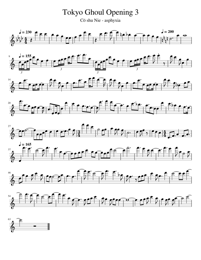Tokyo Ghoul Opening 3 Sheet Music for Flute (Solo) | MuseScore.com