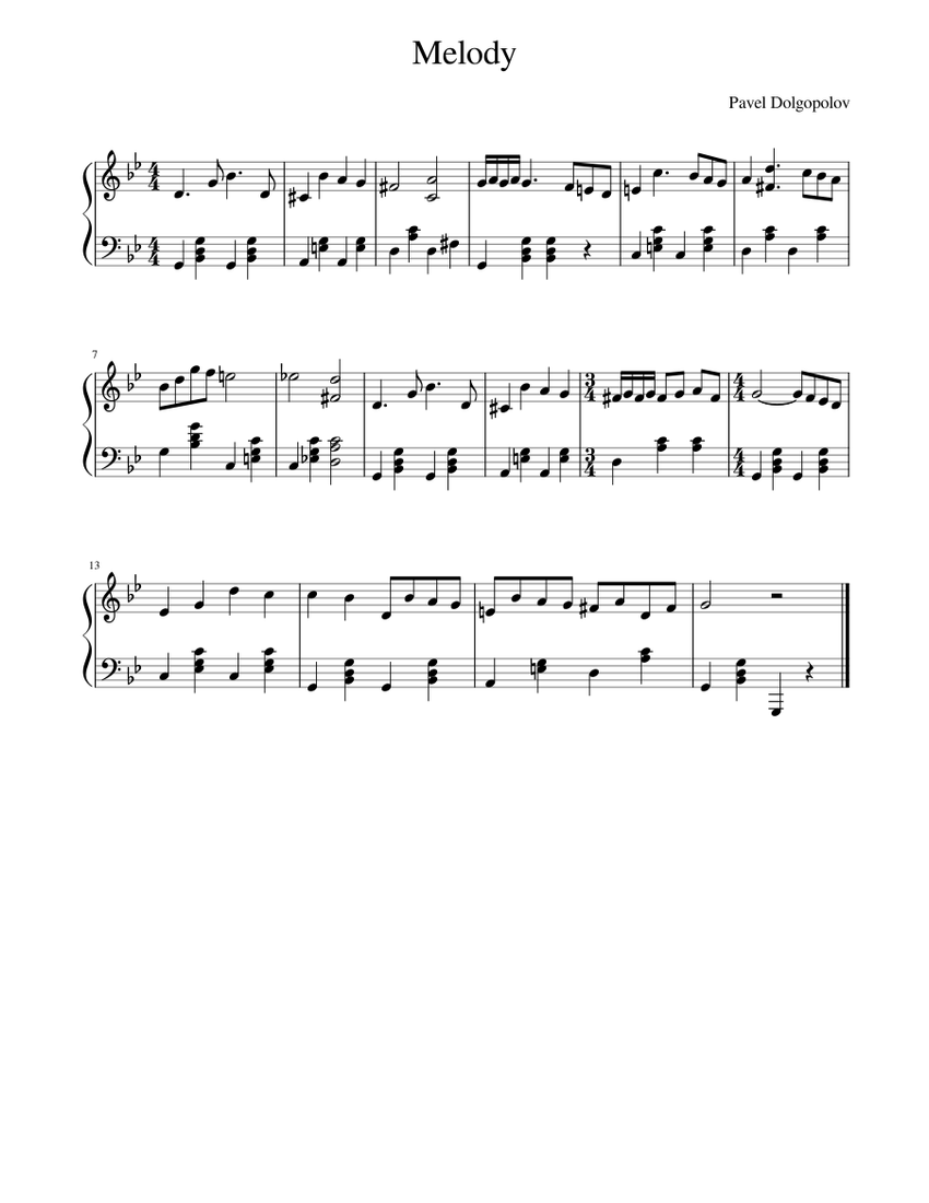 Melody Sheet music for Piano (Solo) Easy | Musescore.com