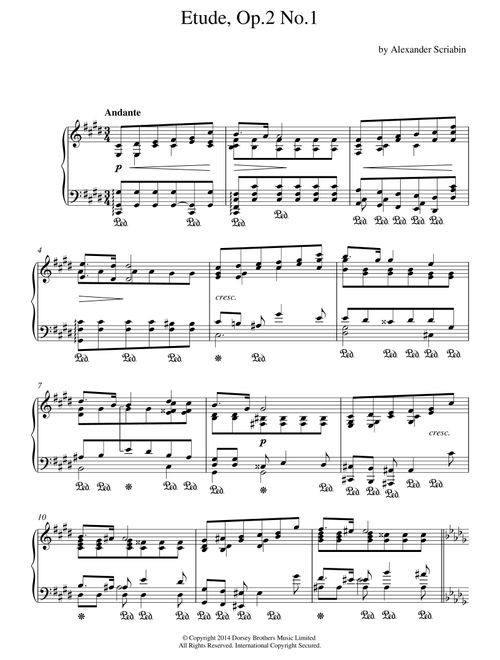 Etude, Op.2 No.1 - Alexander Scriabin (Piano Solo)