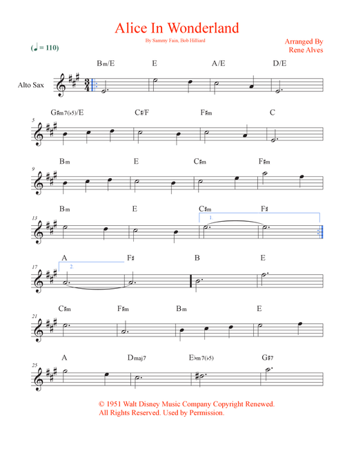 Alice In Wonderland (Arr. Rene Alves) - Bill Evans (Alto Sax Solo)