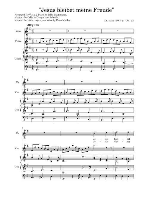 Jesus bleibet meine Freude for Organ, Voice, and Violin