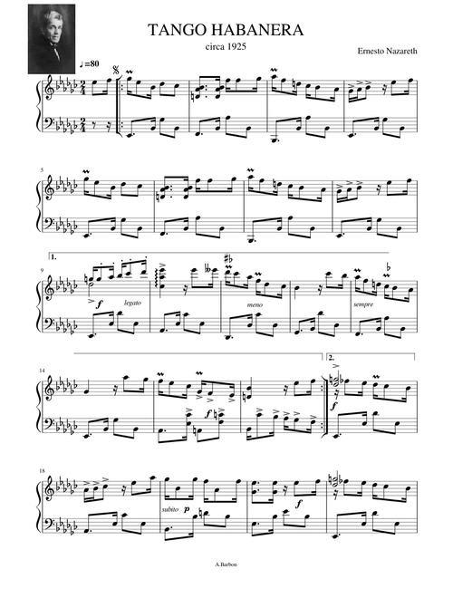 TANGO HABANERA vers 1925 by Ernesto Nazareth
