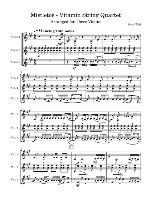 Mistletoe – Vitamin String Quartet - Violin Trio