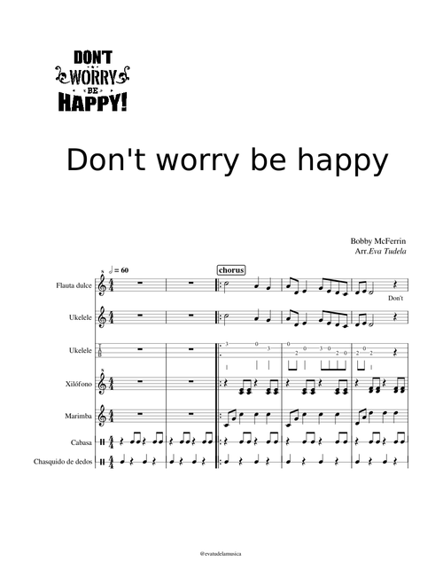 Don't worry, be happy – Bobby McFerrin Don't worry be happy all score