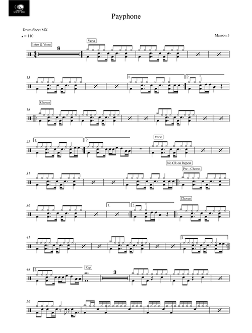 Payphone (Arr. Drum Sheet MX) - Maroon 5 Featuring Wiz Khalifa (Drums)
