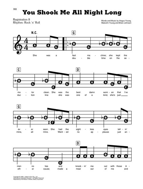 You Shook Me All Night Long - AC/DC (E-Z Play Today)