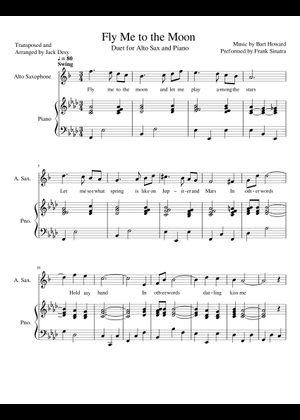 Fly Me to the Moon - Bart Howard Sheet Music with Chords for Piano