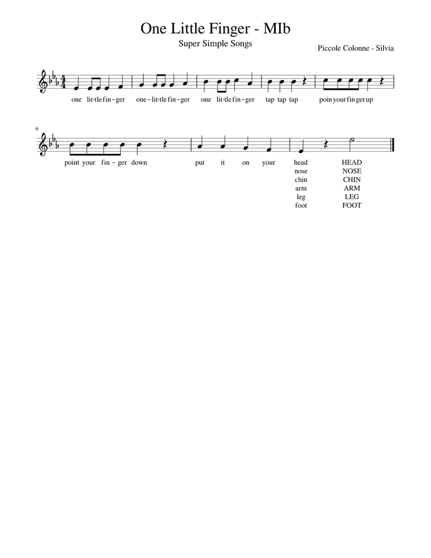 One Little Finger easy piano and voice Sheet music for Piano Solo Musescore