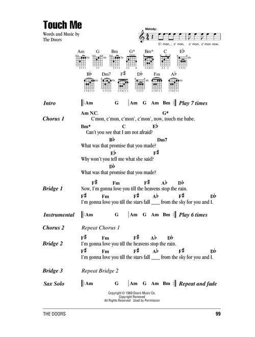 Touch Me - The Doors (Guitar Chords-Lyrics)