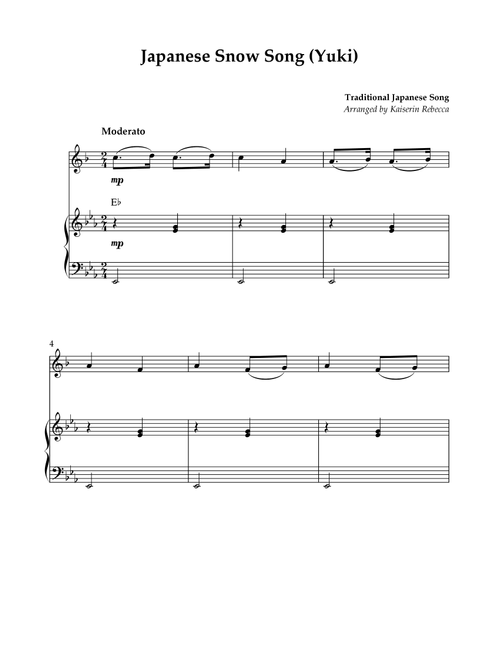 Japanese Snow Song (Yuki) (Arr. Kaiserin Rebecca) - Traditional Japanese Folk Song (Trumpet and Piano)