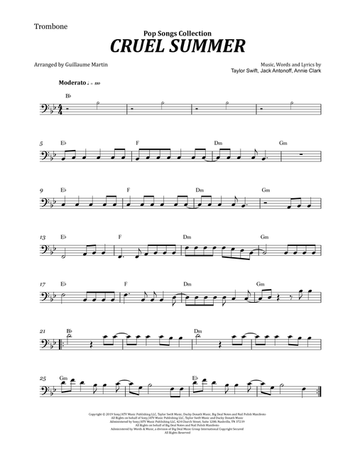 Cruel Summer (Arr. Guillaume Martin) - Taylor Swift (Trombone Solo)
