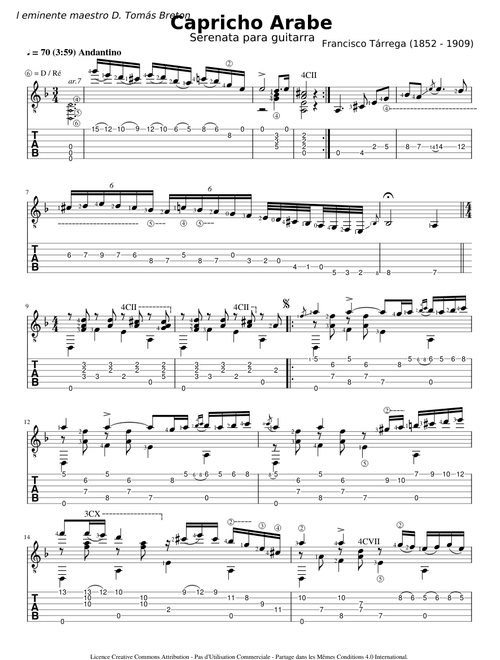 Capricho Arabe - Francisco Tarrega - Tab