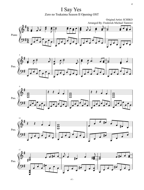 Zero no Tsukaima Theme Song: I Say Yes