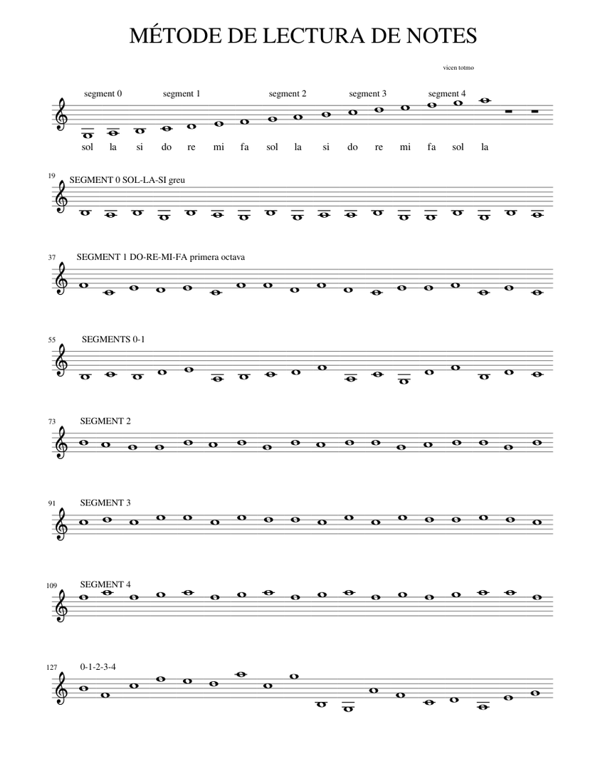 LECTURA DE NOTES segments Sheet music for Piano (Solo)