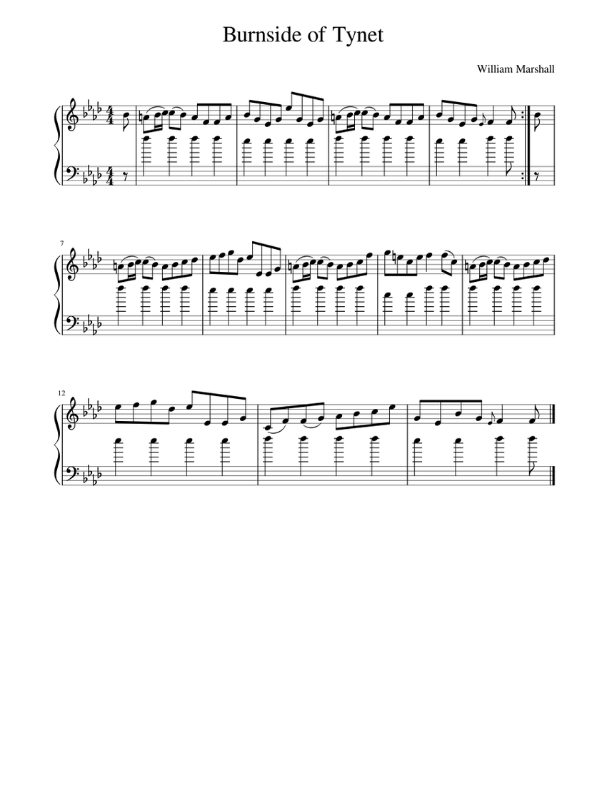 William Marshall - Burnside of Tynet Sheet music for Piano (Piano Duo) | Musescore.com William Marshall - Burnside of Tynet