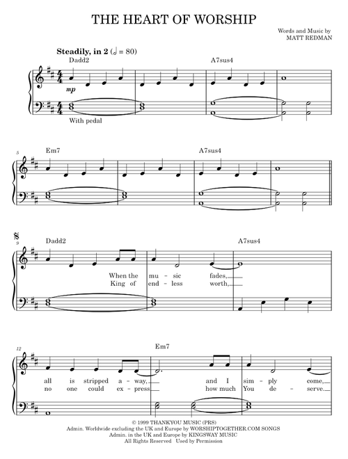 The heart of worship - Matt Redman (Easy Piano)