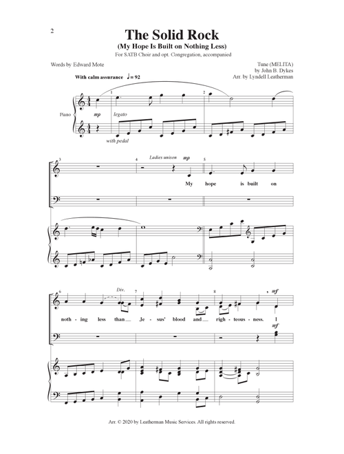 The Solid Rock (My Hope Is Built on Nothing Less)--SATB edition (Arr. Lyndell Leatherman) - Various (Choral, SATB)