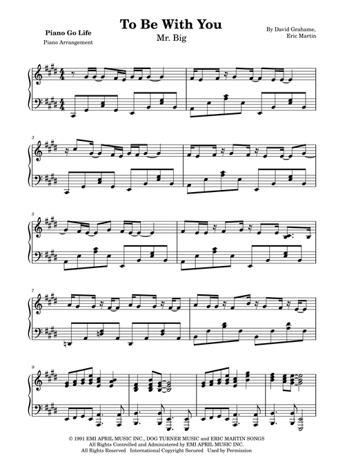 To Be With You (Arr. Piano Go Life) - Mr. Big (Piano Solo)