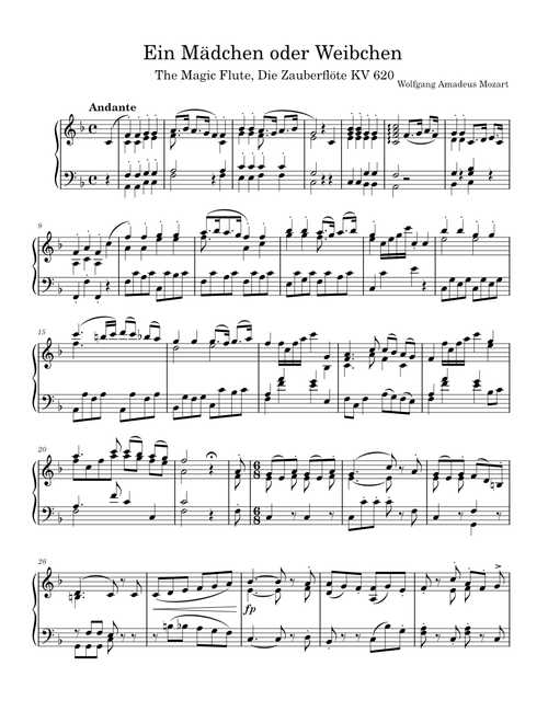 Ein Madchen Oder Weibchen – Wolfgang Amadeus Mozart