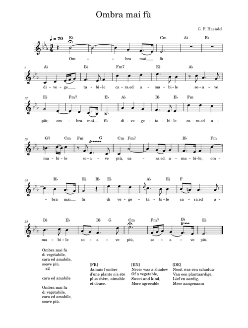 Ombra mai fu – Georg Friedrich Händel Ombra mai fu – Händel (voice + chords)