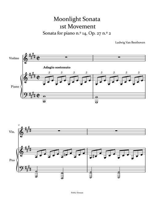 Moonlight Sonata - Violin and Piano - 1st movement (Arr. Ygor Nunes) - Beethoven (Violin and Piano)