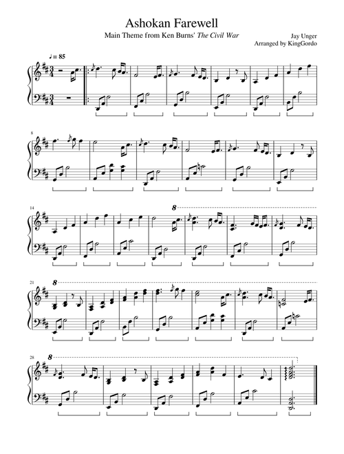 Ken Burns "The Civil War": Ashokan Farewell (Piano Cover)