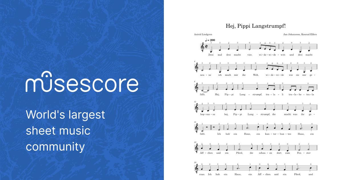 Hey pippi langstrumpf – Misc Children Sheet music for Guitar